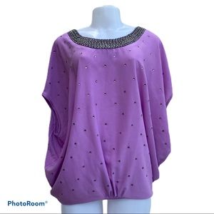 Carmen Marc Valvo Purple Studded Blouse M